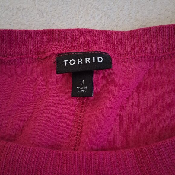 Torrid Women's Size 3X Pink Textured Cotton Crew Neck Oversized Sweatshirt - Picture 7 of 14